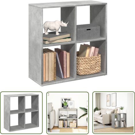 vidaXL Raumteiler-Bücherregal Betongrau 69,5x29x69,5 cm Holzwerkstoff (1/5)