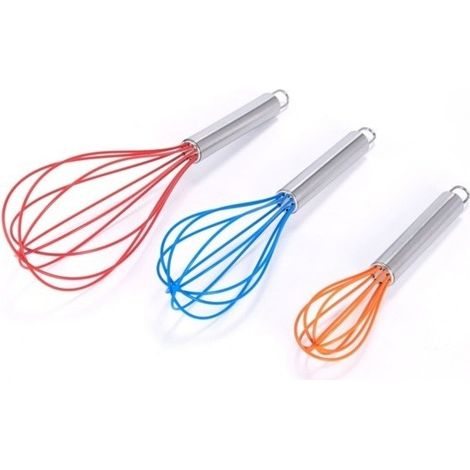 Juego de 3 batidores de cocina de acero inoxidable Rojo, Azul y Naranja MSV