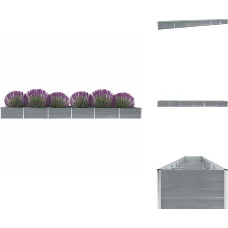 Garten-Hochbeet Verzinkter Stahl 600x80x45 cm Grau - Hochbeet - Gartenhochbeet - Stahlteich - Gemüsegarten - Blumengarten (1/5)