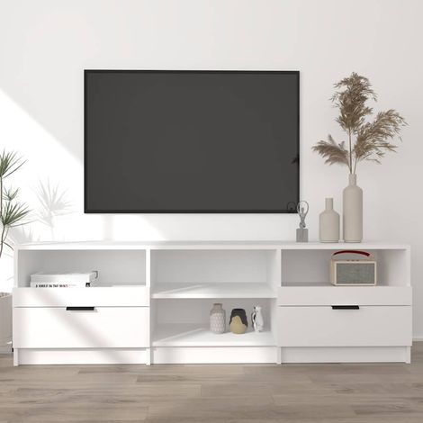 vidaXL Mueble para TV madera contrachapada blanco 150x33,5x45 cm (1/5)