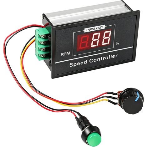 Contrôleur de Vitesse Moteur CC 6-60V 30A PWM, Variateur de Vitesse Réglable 12V 24V 36V 48V avec Affichage Numérique LED, Régulateur de Tension avec Interrupteur Marche/Arrêt (1/5)