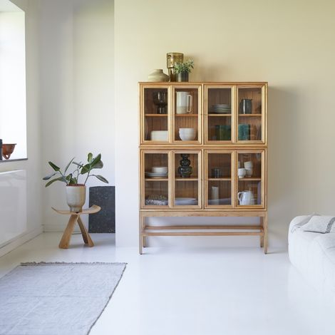 Tikamoon Alex Vitrine en mindi clair H 160 cm × L 120 cm × P 41 cm