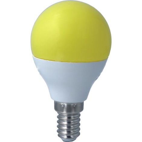 Lampada A Led E14 G45 4W 220V Colore Disponibili Blu Verde Viola Rosso Giallo (Giallo)