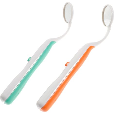 Anti-Beschlag-Zahnärztlicher Inspektionsspiegel mit LED-Licht, Mundspiegel, Zahnärztliche Instrumente für die Zahnpflege, 2 Stück (Grün Orange)