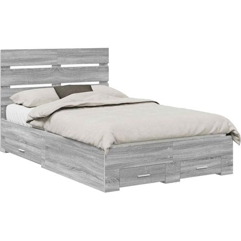 Maison Exclusive - Cadre de lit Gris Sonoma 135 x 190 cm Bois d'ingénierie