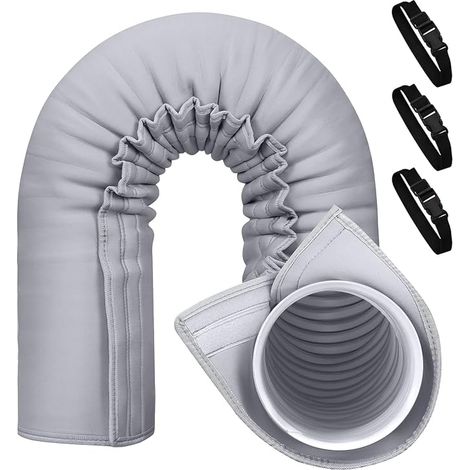 Couvercle de Tuyau de Climatisation Portable,Gaine isolante pour Conduits avec 3 Sangles Fixation,Housse Tuyau Climatiseur Mobile pour Tuyaux D'échappement de 5" et 5,9" de Diamètre (Gris) (1/5)