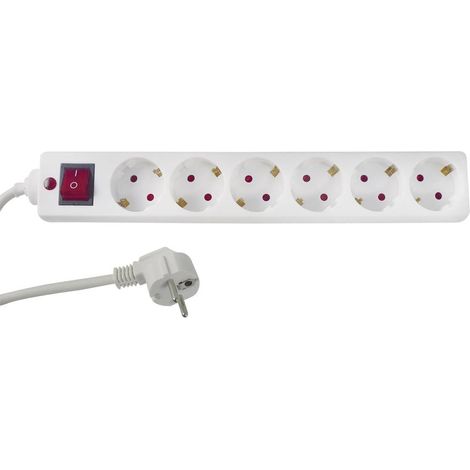 REV 00125101 Multipresa con interruttore 6 scomparti Bianco Schuko 1 pz. (1/2)