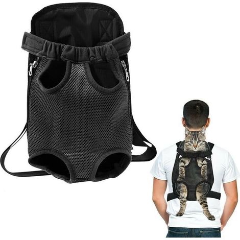 Sac de transport ventral pour moyen petit chien – 5 trous d'exposition – Tissu toile durable et respirant – Sangles ajustables (1/5)