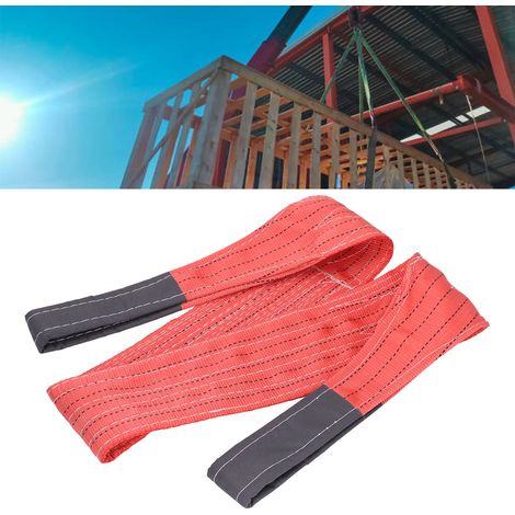 Élingue de levage plate en polyester à boucle double œillet rouge 5T 2M pour grues industrielles (1/5)