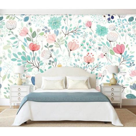 Papier Peint Floral - Jardin Enchanté en Aquarelle - 150 x 250 cm (1/2)