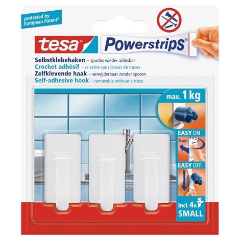 Tesa Powerstrips ganchos autoadhesivos cromados pack de 3 (1/2)