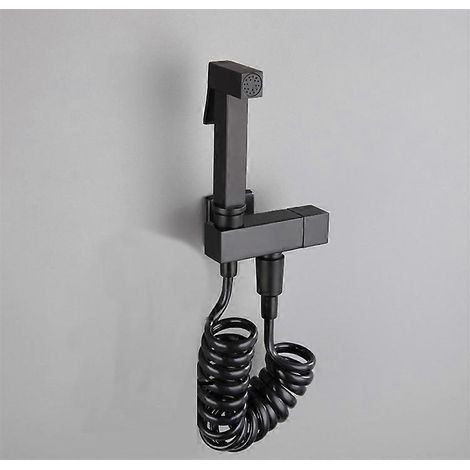 Bidet Douchette (Noir)- Toilettes Salle de Bains Bidet Fixation Murale Bidet Pulvrisateur Laiton Bidet Robinets Toilette Eau Froide Bidet Toilettes Pu (1/5)
