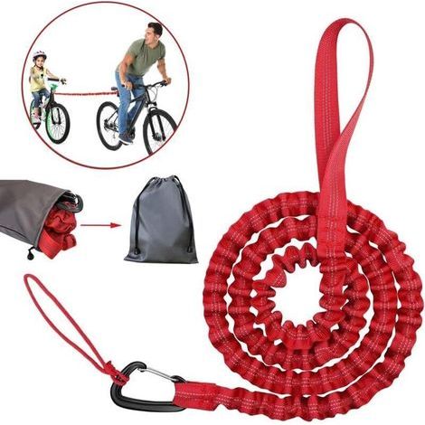 Ulisem Fahrrad-Abschleppseil, Kinder-Abschleppseil, elastisches Fahrrad-Abschleppseil, Tragfähigkeit 500 lb (Rot - 170 cm) (1/5)