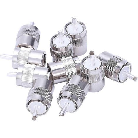 10 connecteurs UHF mâles PL259 à souder pour câbles RG8, RG213, LMR400 et 7D-FB, finition argentée. (1/5)