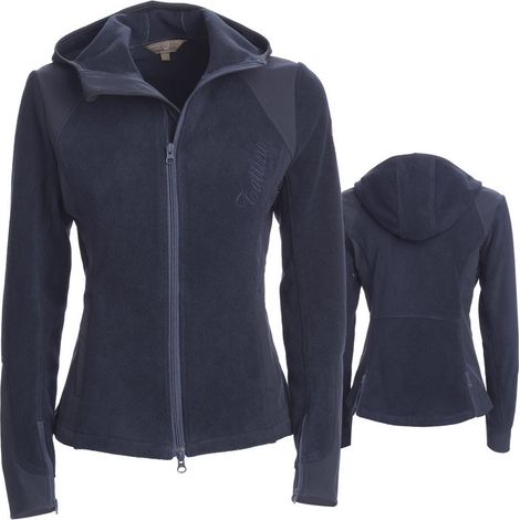 Felpa da equitazione per donna Feltre in pile e softshell con cappuccio e chiusura a zip: XL, blu (09)