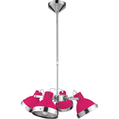 Premier Housewares Hot Pink and Chrome 4 Shade Pendant Light (1/2)