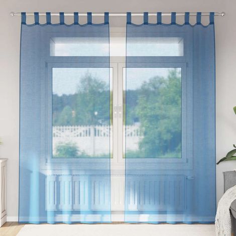 Voile Vorhänge mit Schlaufen 2 Stk. Königsblau 140x225 cm