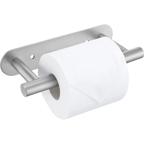 Portarrollos de papel higiénico de níquel cepillado, portarrollos de papel higiénico de acero inoxidable SUS304 mejorado, portarrollos de papel higiénico moderno de doble base para montaje en pared, a (1/4)