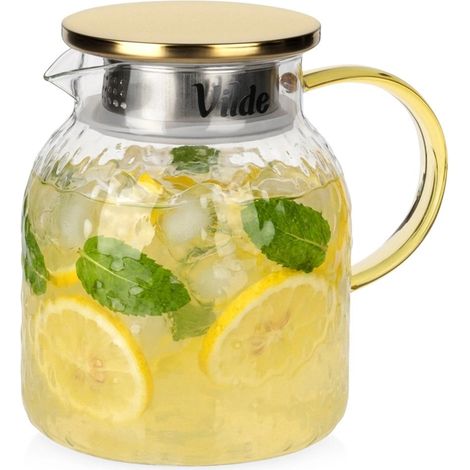 Glass Pitcher with Lid and Strainer, 1.1L Capacity (1/5)