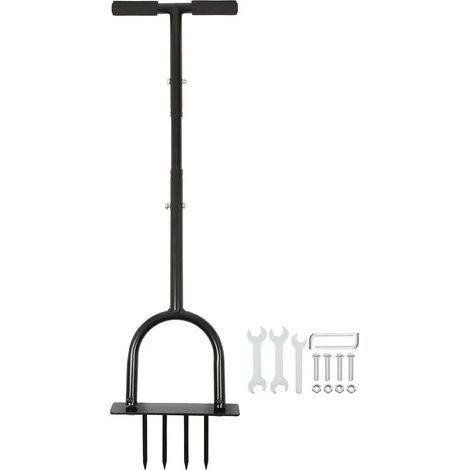 Aérateur de pelouse à 4 dents - 24,5 cm x 1 m - Noir (1/5)