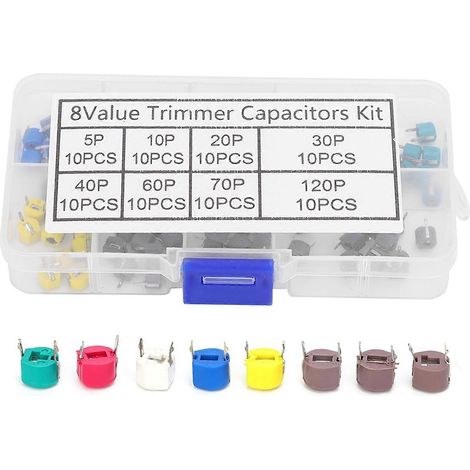 80 Stück 6-mm-Trimmerkondensatoren 5/10/20/30/40/60/70/120P Elektronikkondensator-Set