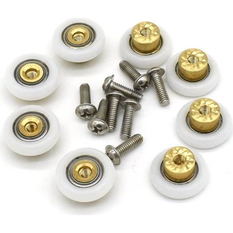 Roues de douche - FOLAYA - Lot de 8 - 19 mm - Nylon - Fixation à vis (1/3)
