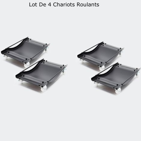 4 X Plateaux Roulants, Noirs, Chariot De Déplacement, Jusqu'à 450 Kg (1/5)