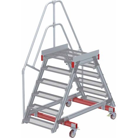 Euroline 512 mobiler Überstieg 60° Stufenausführung Stahl Gitterrost Stufenbreite 800mm 6 Stufen