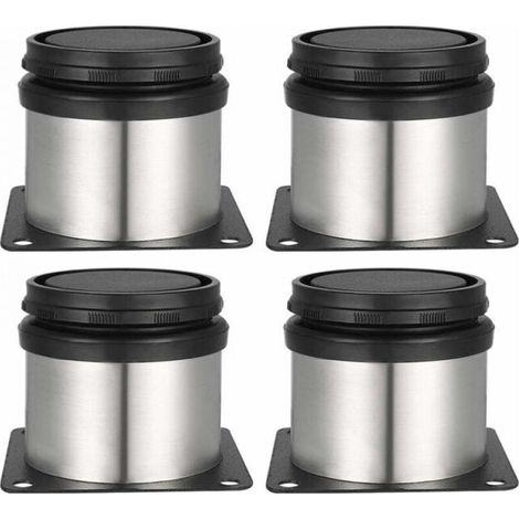 pieds de meuble, 4 pieds réglables, hauteur 50 mm, pieds de meuble épais, acier inoxydable brossé, hauteur réglable de 0 à 15 mm (1/4)