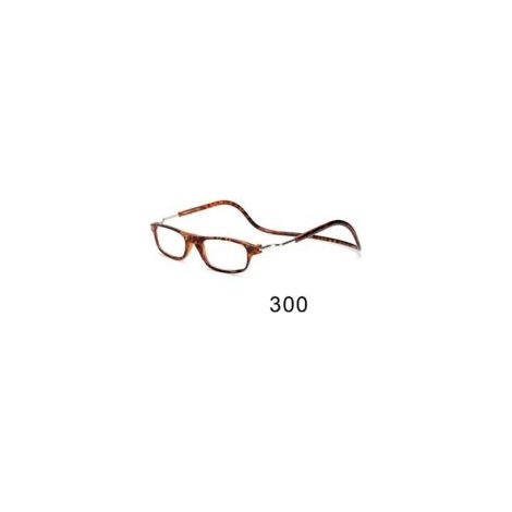 Flexible, faltbare und verstellbare magnetische Lesebrille zum Umhängen, klare Gläser, 300 Dioptrien Korrektur, Leopardenmuster. (1/3)