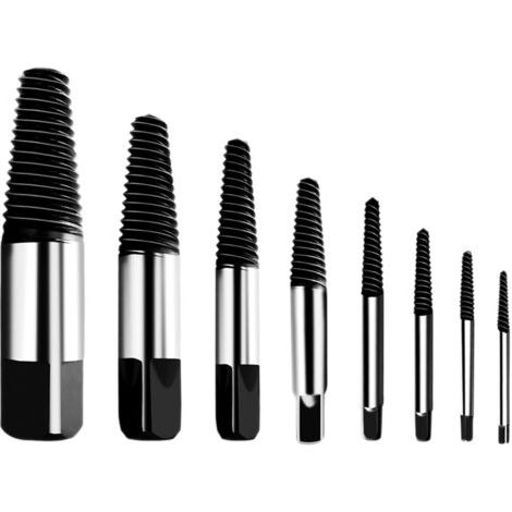 VURAHOME - Extracteur de vis cassées, kit d'extraction de vis multi-explosion, dureté de l'acier inoxydable, facile à dénuder, adapté pour retirer les vis endommagées (8 pièces) (1/4)
