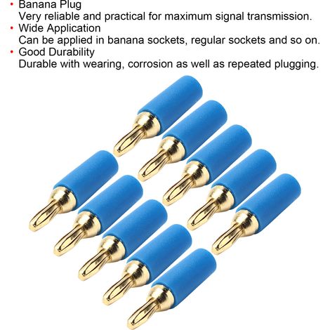 10 pièces fiche banane 2.5mm en laiton plaqué or Type de soudure connecteur mâle ensemble d'accessoires Kit bleu (1/5)