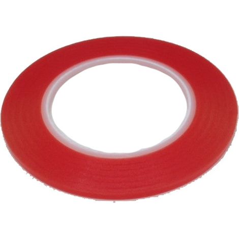 Rouleau de ruban adhesif double face super resistant rouge 02 cm
