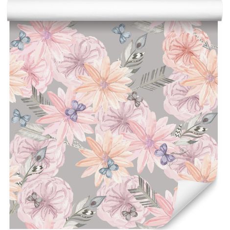 Papier peint fleuri style bohème pour salon et chambre 50x1000 cm (1/5)