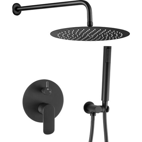 Columna de ducha negro mate 20 cm monomando Tuejar de Valaz