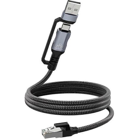 USB A USB C pour RJ45 100Mbps Ethernet adaptateur RJ45 pour USB/Type-C 100Mbps LAN Network câble pour Laptop PC Mobile Téléphone (1/5)