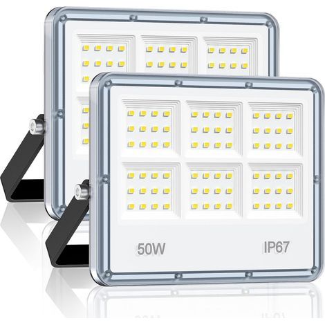 50W Projecteur LED Extérieur - 2 PACK 5000LM 72 LEDs Super Luminoso Bianco Spot LED Extérieur, Eclairage Exterieur Étanche IP67, 7000k Blanc Froid Lampe Exterieur pour Garage, Cour, Rue, Stade (1/5)