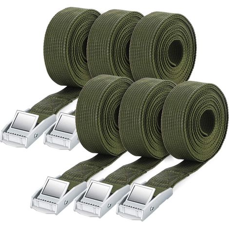 Sangle D Arrimage - 2 5 Cm X 2 5 M - Charge De Traction 250 Kg - Pour Fixation De Bagages Camping Voiture Van - Lot De 6