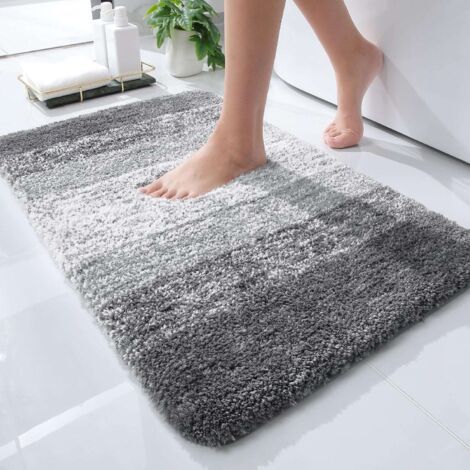 Tapis de bain 61 x 41 cm, tapis de bain en microfibre ultra-doux et absorbant, tapis de bain antidérapant en peluche, gris (1/5)