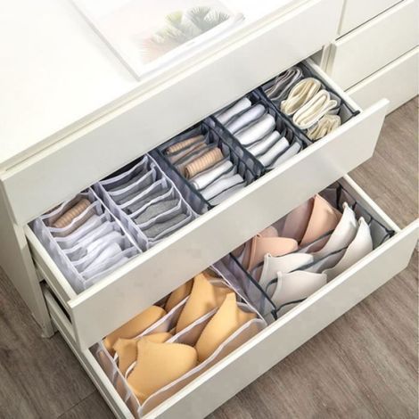 Boîte De Rangement - Nylon - Pour Sous-Vêtements Soutiens-Gorge Slips Chaussettes - Lot De 3 (1/3)