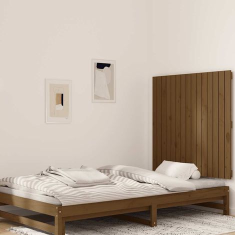vidaXL Cabecero cama pared madera maciza pino marrón miel 95,5x3x90 cm (1/5)