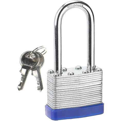 Cadenas à anse long avec clés - Cadenas à clé robuste - Résistant aux intempéries - Pour casier de gym, école, garage, clôture, abri de jardin