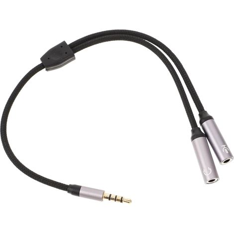 Câble Audio Répartiteur 3,5 Mm en Nylon Léger eurs en Cuivre, Adaptateur Casque Micro pour Ordinateur et Smartphone sans Installation Supplémentaire (1/5)