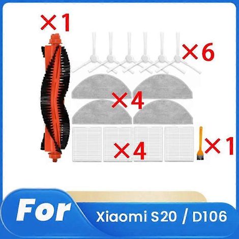 Ensemble de 16 pièces pour robot aspirateur S20 / D106 : accessoires, pièces de rechange, brosse principale, filtre de lavage et serpillière. (1/5)