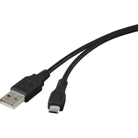 Trywise Câble USB USB 2.0 USB-A mâle, USB-Micro-B mâle 1.00 m noir contacts dorés RF-4316220 W264171 (1/3)