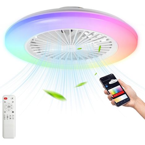 Randaco Ventilador de techo LED con iluminación y control remoto - Ventilador regulable 49CM
