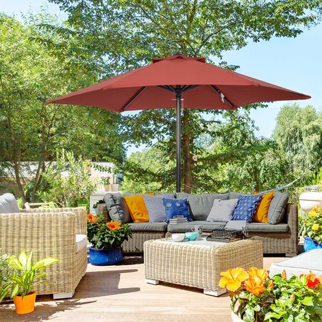 Parasol hexagonal Ø196 cm. pour balcon. plage. jardin. rouge bordeaux