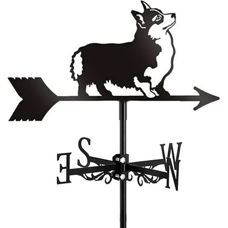 Girouette décorative de jardin pour chien avec indicateur de direction du vent pour décoration animale extérieure, corgi (1/4)