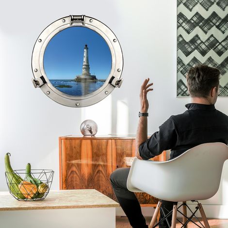 Sticker Fenêtre 3D Phare 60x75cm - Décoration Murale Magnifique Trompe l'oeil, Déco Intérieure Originale et Unique. (1/5)