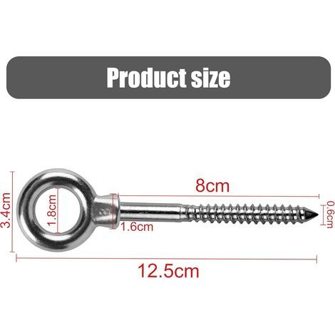 LALAGO Boulon à Œil M8 x 80mm Anneau de Levage en Acier Inoxydable 304 Crochet à Visser (1/4)